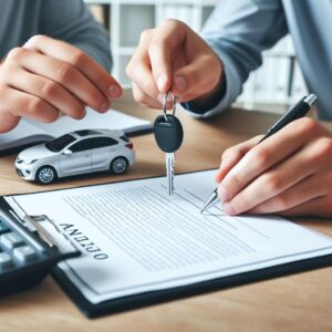 Image showing a car rental agreement being signed